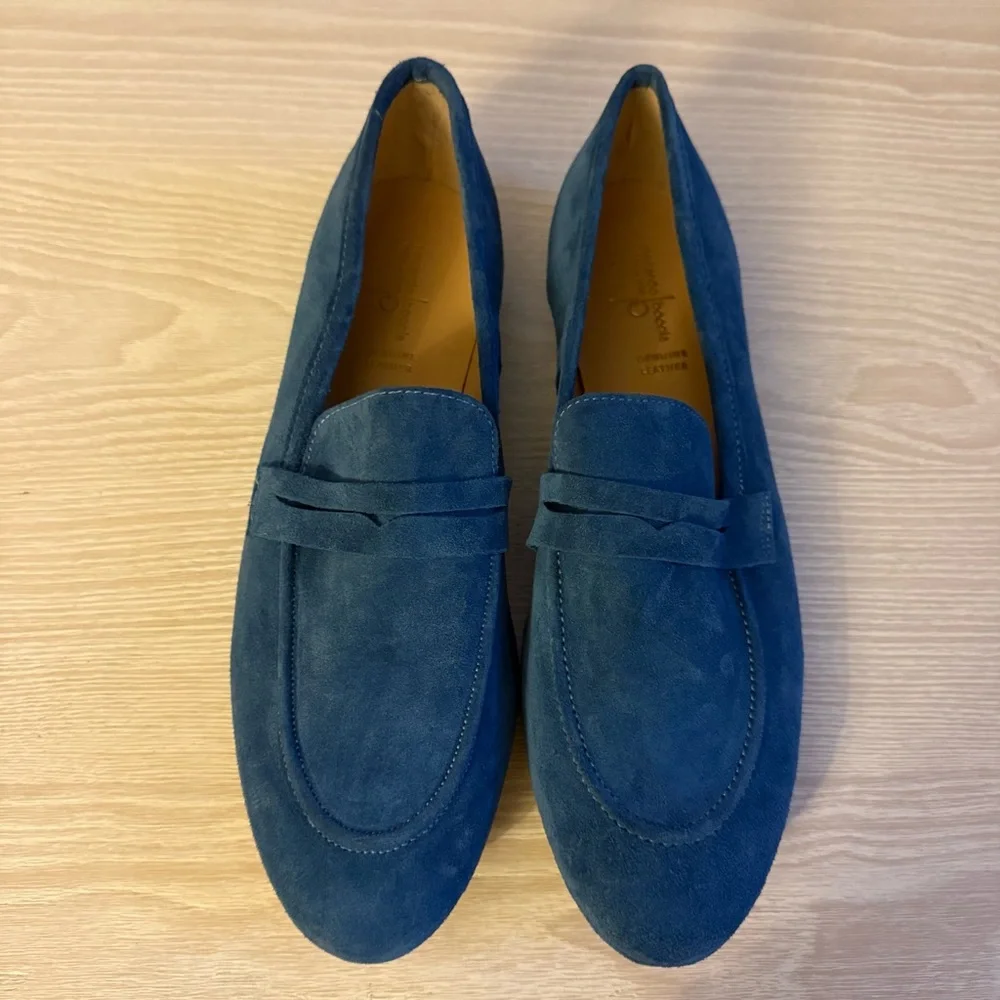 Riccardo Boccia Blue Suede Loafers Size 42 - Picture 2 of 5